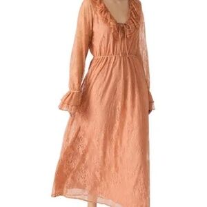 Steve Madden Rosabella Long Sleeve Lace Dress ROMANTIC BOHO MAXI in CLAY NWT